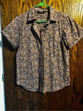 Outdoor Research Button up in purple funky print.